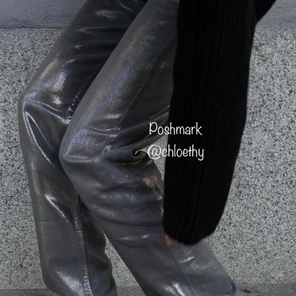 Zara TRF METALLIC WAXED JEANS - Picture 5 of 11
